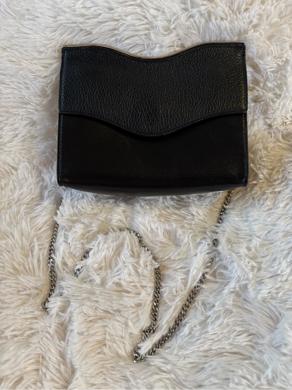 Rebecca Minkoff Dani Black Leather Envelope Crossbody Chain Shoulder Bag Sleek